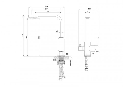 Смеситель для кухни Wonzon &amp; Woghand WW-88458004-BG цвет Брашированное золото