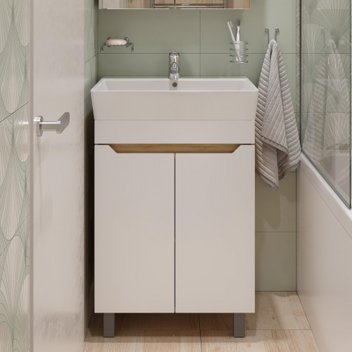 Тумба с раковиной DIWO Архангельск 60 цвет Белый Дуб сонома