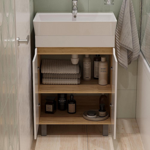 Тумба с раковиной DIWO Архангельск 60 цвет Белый Дуб сонома