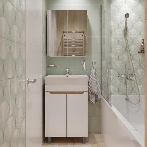 Тумба с раковиной DIWO Архангельск 60 цвет Белый Дуб сонома