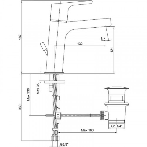 Смеситель для раковины E.C.A. Luna 102108947EX Хром латунь