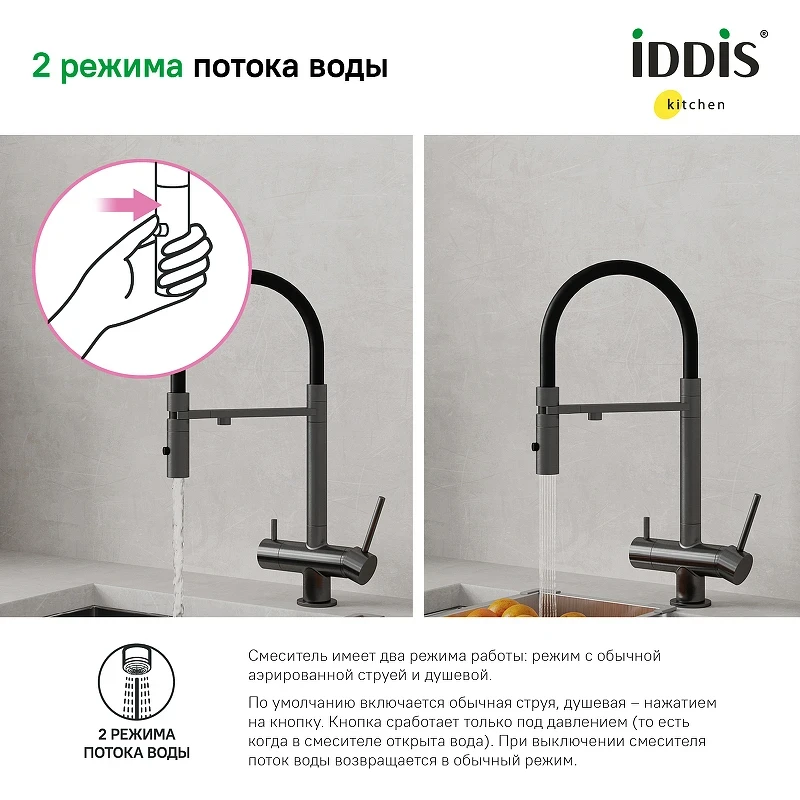 Смеситель для кухни Iddis Ace ACEGMFFi05 Графит латунь