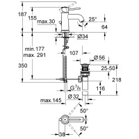 Смеситель для раковины Grohe BauClassic 23161000 Хром латунь