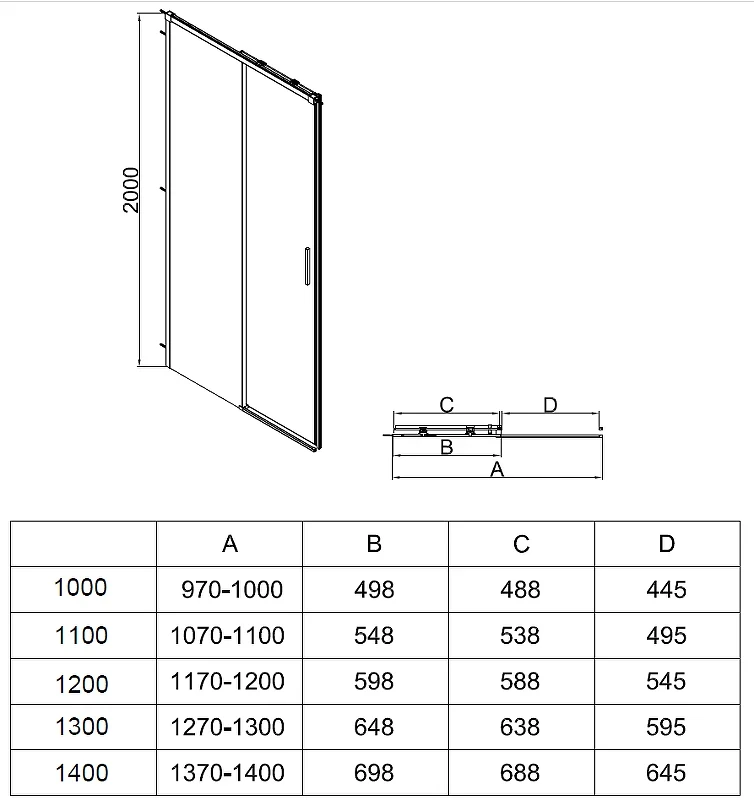 Душевая дверь Vincea Софт 2 (Soft 2) 130 VDS-3SO2130CLGM профиль Вороненая сталь стекло прозрачное