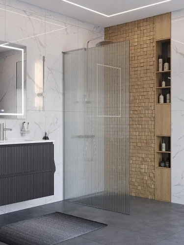 Душевая перегородка BelBagno Uno 100 UNO-L-1-TB-100-FL-Cr профиль Хром стекло рифленое