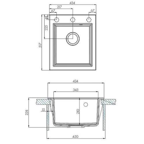 Кухонная мойка Aquaton Линеа 43 1A732932LW210 Графит