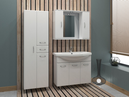 Зеркало со шкафом Stella Polar Концепт 100 SP-00000135 с подсветкой Белое