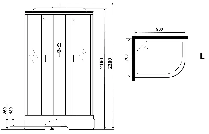 Душевая кабина Niagara Classic 90х70 L NG-33974-14LF с гидромассажем