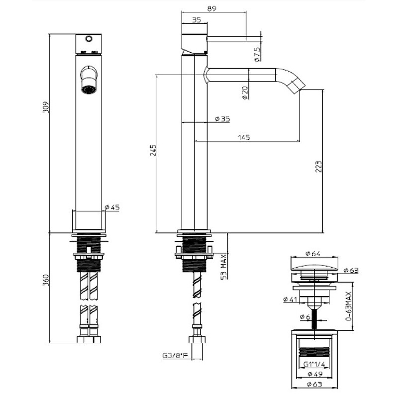 Смеситель для раковины Bossini Teo Z00703.030 Хром латунь