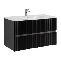 Тумба под раковину Art&Max Elegant 100 AM-ELEGANT-1000-2C-SO-NM-LED подвесная цвет Черный матовый