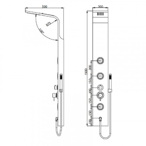 Душевая панель RGW Shower Panels SP-04 B21140104-04 Черный нержавеющая сталь на стену
