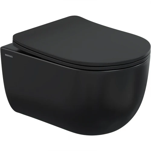Комплект унитаза Berges Ventas Black с инсталляцией Novum 043326 Черный с сиденьем Микролифт и Черной Soft touch клавишей смыва фарфор подвесной