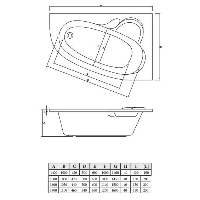 Акриловая ванна C-Bath Atlant 150x100 CBA00102R без гидромассажа