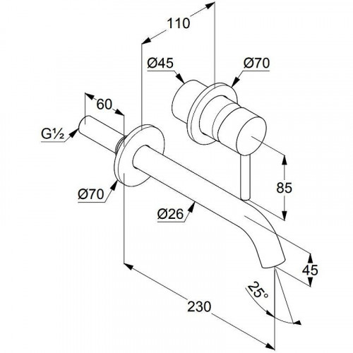 Смеситель для раковины Kludi Bozz 382450576S Хром латунь встраиваемый