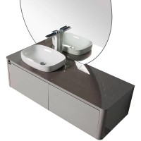 Тумба с раковиной Black&amp;White Universe U915.1400L 140 L 9151400 подвесная Glossy light grey МДФ / ЛДСП