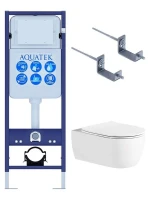 Комплект унитаза с инсталляцией Aquatek Set Aquatek Европа New-017 3в1 цвет Белый с сиденьем Микролифт