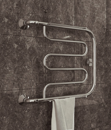 Водяной полотенцесушитель Terminus Фокстрот (1) 500x400 4620768881275 с полкой Хром, боковое подключение, G 1" НР