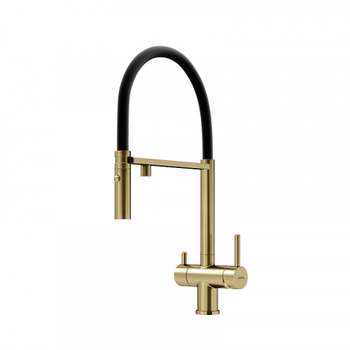 Смеситель для кухни Sancos Imola SC4010BGbh цвет Золото брашированное Черный