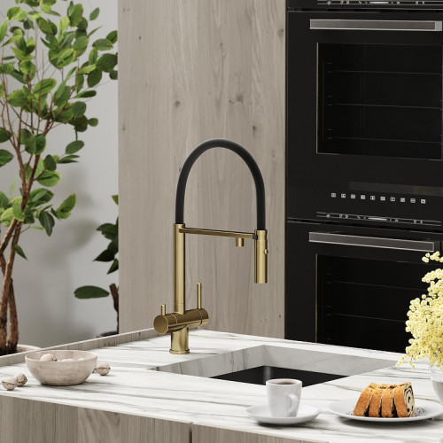 Смеситель для кухни Sancos Imola SC4010BGbh цвет Золото брашированное Черный