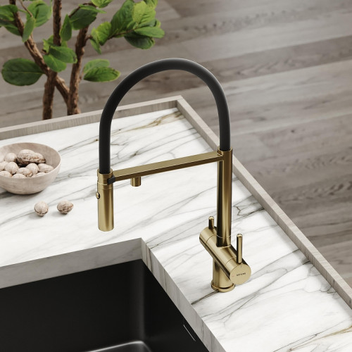 Смеситель для кухни Sancos Imola SC4010BGbh цвет Золото брашированное Черный