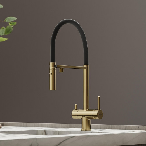 Смеситель для кухни Sancos Imola SC4010BGbh цвет Золото брашированное Черный