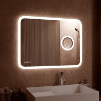 Зеркало Континент Bliss 915х685 ЗЛП767 с подсветкой с сенсорным выключателем с часами с увеличительным зеркалом стекло