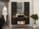 Шкаф пенал Brevita Bergen 35 L BER-05035-02-19-ПоЛ подвесной Черный матовый Дуб Галифакс олово МДФ / ЛДСП