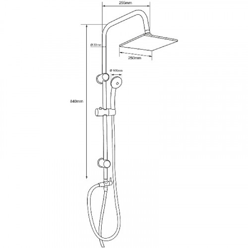 Душевая система Aquanet Passion S AF300-70-S-B 261837 Черная матовая нержавеющая сталь на стену