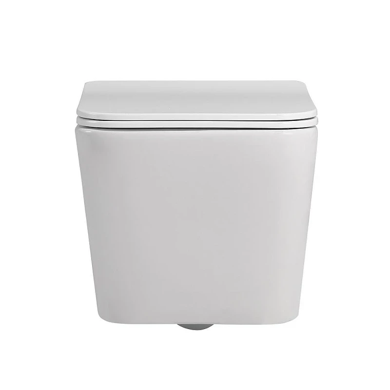 Комплект унитаза Abber Rechteck AC1201-AC0105-AC0120MCH с сиденьем Микролифт и клавишей смыва цвет Матовый хром