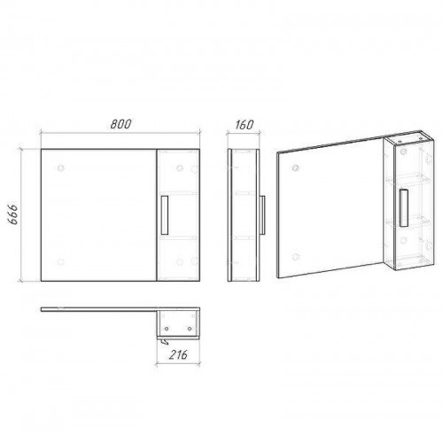Зеркало со шкафом Grossman Нео 80 208024-1K цвет Белый