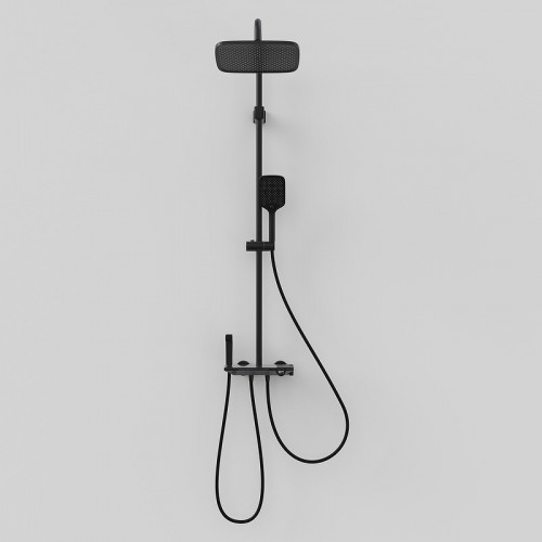 Душевая система Berges Pulsar 075012 с термостатом Черная матовая латунь на стену
