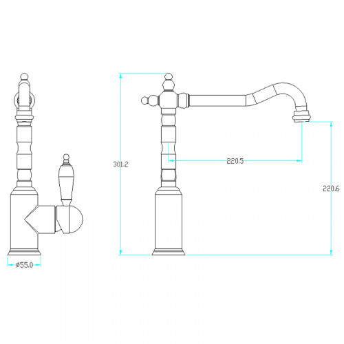 Смеситель для кухни Boheme Tradizionale Oro 102 Золото латунь