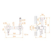 Гигиенический душ со смесителем RGW Shower Panels SP-215B 581408215-04 Черный матовый латунь на стену
