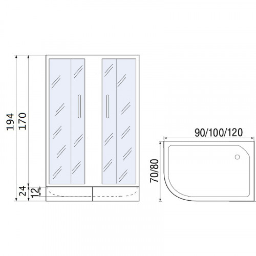 Душевой уголок River Don 90x70 MT R 10000008306 с поддоном