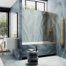 Шторка на ванну Maybah Glass MGV-136-3у 440x1400 в узком профиле Золото стекло бронзовое матовое