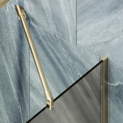 Шторка на ванну Maybah Glass MGV-136-3у 440x1400 в узком профиле Золото стекло бронзовое матовое