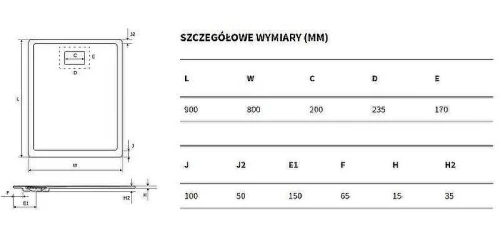 Душевой поддон из искусственного камня Excellent Lavano 90x80 BREX.1103.090.080.BLN Черный