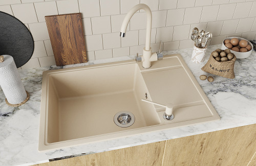 Кухонная мойка Florentina Липси-780 XL 20.505.D0780.102 Черная искусственный камень (литьевой мрамор) встраиваемый