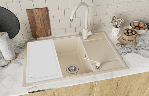 Кухонная мойка Florentina Липси-780 XL 20.505.D0780.102 Черная искусственный камень (литьевой мрамор) встраиваемый