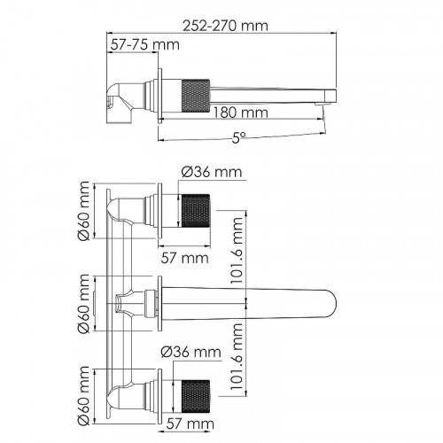 Смеситель для раковины WasserKRAFT Tauber 6445 Никель латунь встраиваемый