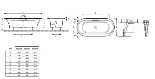 Чугунная ванна Jacob Delafon Volute 180x80 E6D038-00 с антискользящим покрытием