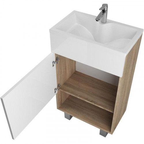 Тумба с раковиной 1MarKa July 50Н У85933 Дуб сонома Белая МДФ / ЛДСП