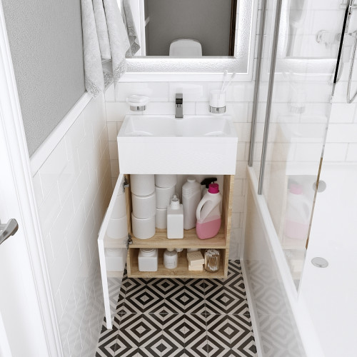 Тумба с раковиной 1MarKa July 50Н У85933 Дуб сонома Белая МДФ / ЛДСП