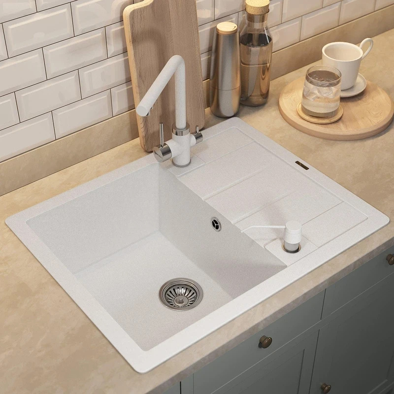 Кухонная мойка Uperwood Quartz Premium UPD-03-01 65 3910202108 цвет Белый матовый