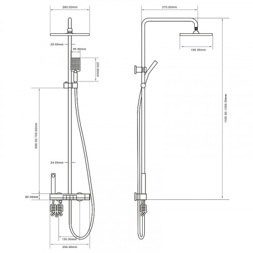Душевая система Royce Abby RCS-110304WH Белая матовая латунь на стену