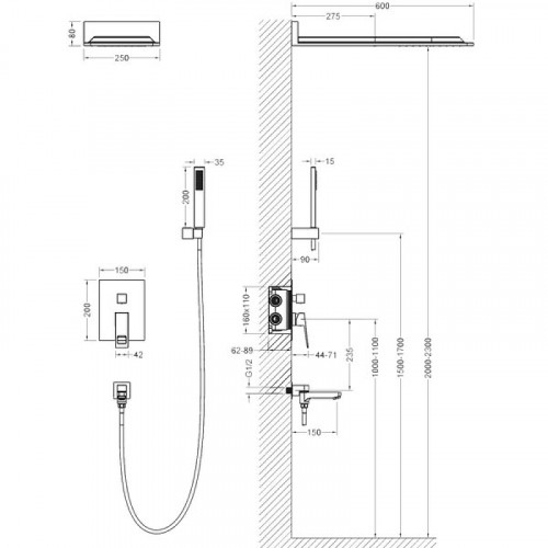 Душевая система Timo Briana SX-7119/00SM Хром латунь встраиваемый