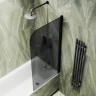 Шторка на ванну Maybah Glass MGV-624-6 800x1400 поворотная на монопетле Черный стекло графитовое матовое