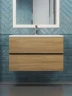 Тумба с раковиной Uperwood Barsa 80 293020543 подвесная цвет Черный матовый Дуб сонома