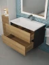 Тумба с раковиной Uperwood Barsa 80 293020543 подвесная цвет Черный матовый Дуб сонома