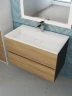 Тумба с раковиной Uperwood Barsa 80 293020543 подвесная цвет Черный матовый Дуб сонома